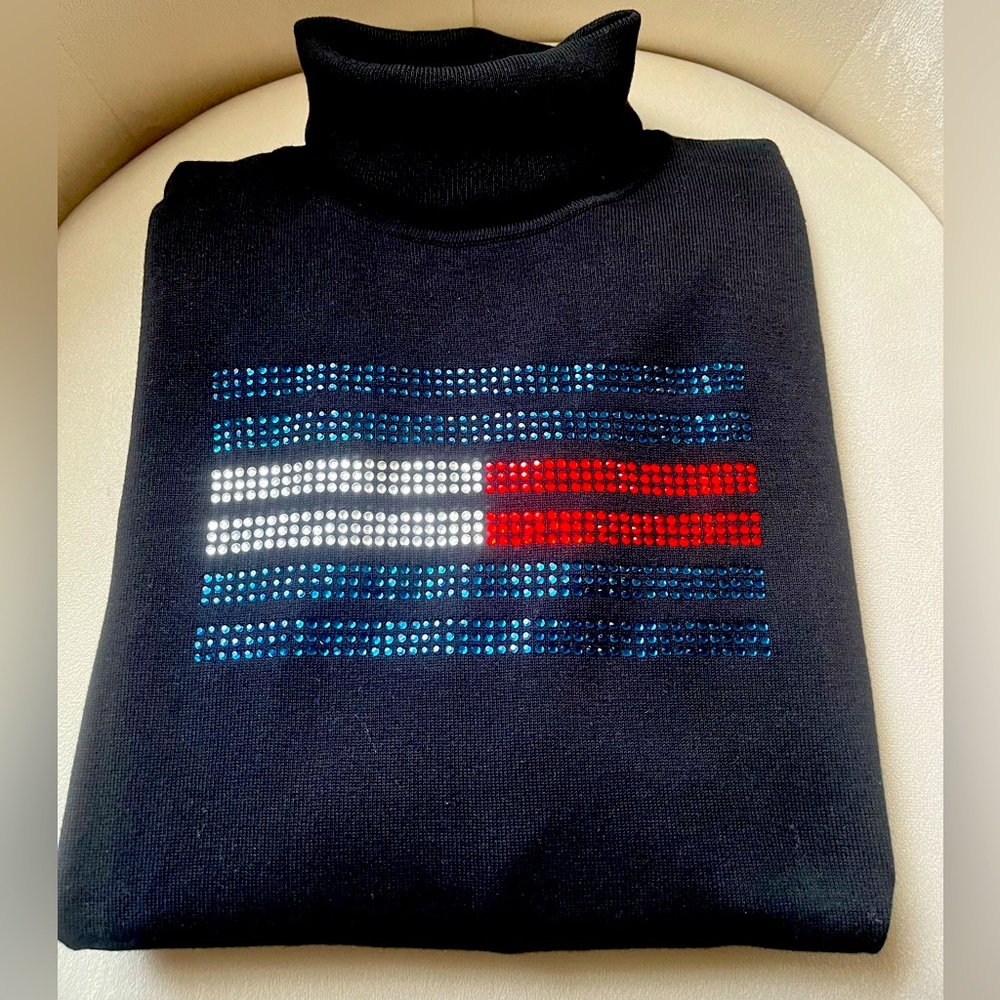 Tommy Hilfiger Rhinestones Turtleneck Sweater Top-NWT